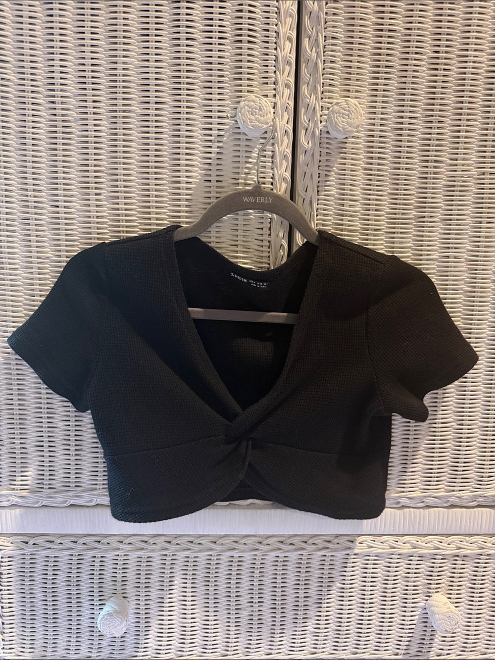 SHEIN Black Twist-Knot Crop Top